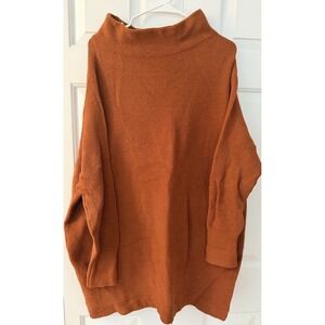 Free People Women's Oversized Rust Orange Turtleneck Sweater